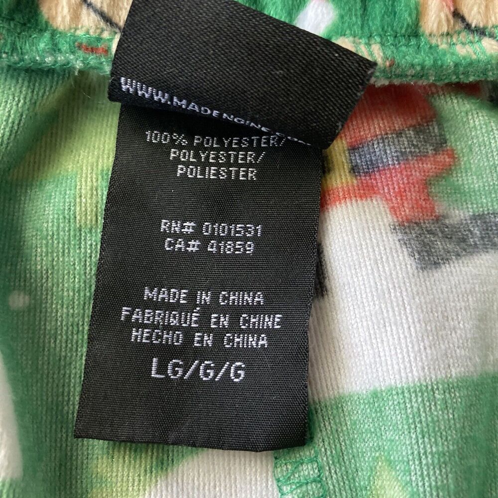 Mad Engine Pajama Pants Sz L Christmas Lounge Green Santa Snow Festive Unisex - Picture 9 of 10
